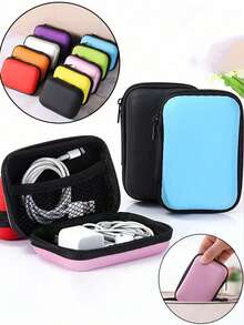 1 pieza Bolsa de almacenamiento portátil mini, organizador de cables de datos y cargador de teléfono, caja de almacenamiento con cremallera, bolsa organizadora de cargador USB y auriculares - Multicolor - Ver 2