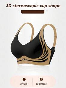 2pcs/Set Women's Seamless Non-Wired Bra Set, Silky Full Coverage Daily Lingerie, Elegant Comfortable Non-Wired Bra Suitable For Full Bust - Multicolor - View 5