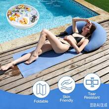 Inflatable Beach Mat With Pillow, Portable Flocked Raised Edge Lounger, Sand-Proof Sunbathing Mat, Suitable For Beach, Poolside, Camping, Picnic And Outdoor Leisure - A - View 7
