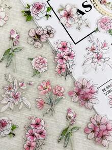 1 Pack 20pcs Matte Watercolor Floral Stickers, Vintage Journal DIY Collage Material For Diary - Flowers In a Dream - View 7