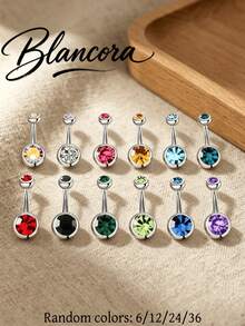 6/12/24/36 Pieces/New Stainless Steel Color Random Simple Navel Nails - Multicolor - View 1
