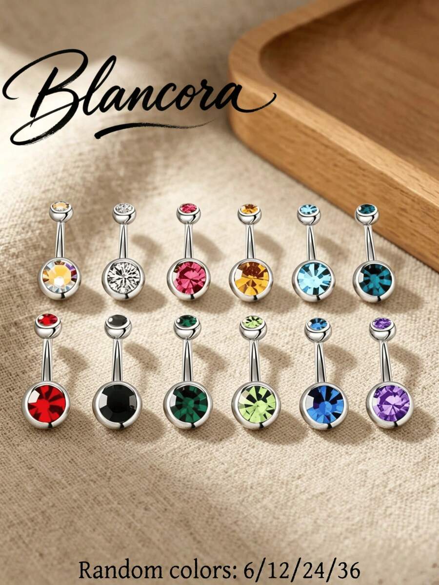 6/12/24/36 Pieces/New Stainless Steel Color Random Simple Navel Nails - Multicolor - View 1