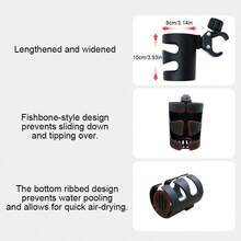 Upgraded Golf Cart Cup Holder, Heavy Duty Cup Holder With 360° Rotating Base And Non-Slip Suction Cup Mount, Fishbone Design Adjustable - Portable Drink Holder, Suitable For Walkers, Transport Chairs And Strollers - Designed For One-Handed Operation - Black - View 5