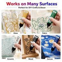 4/8 Stücke Set, 8 Farben 3D Acrylfarbe, 30ml pro Tube, wasserfeste schnelltrocknende Relief-Farbe, geeignet für Stein, Glas, Holz, Leinwand, Keramikkunst, wasserbasierte Primer - Rot + Gelb + Blau + Grün + Gold + Silber + Schwarz + Weiß - Übersicht 6