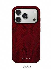 GIIPPA 1pc Burgundy Python Pattern Design Phone 17 Pro Max Phone Case, Compatible With Phone 16 Pro Max, 15 Pro Max, 14 Pro Max, Korean-Style High-End Fashionable And Interesting Phone Case, Compatible With 11/12/13/14/15/16 Pro Max Plus, Elegant Design Suitable For Men And Women, Perfect Gift For Girlfriend On Christmas, Valentine's Day, Easter, Wedding Season And Birthday! - Multicolor - View 1