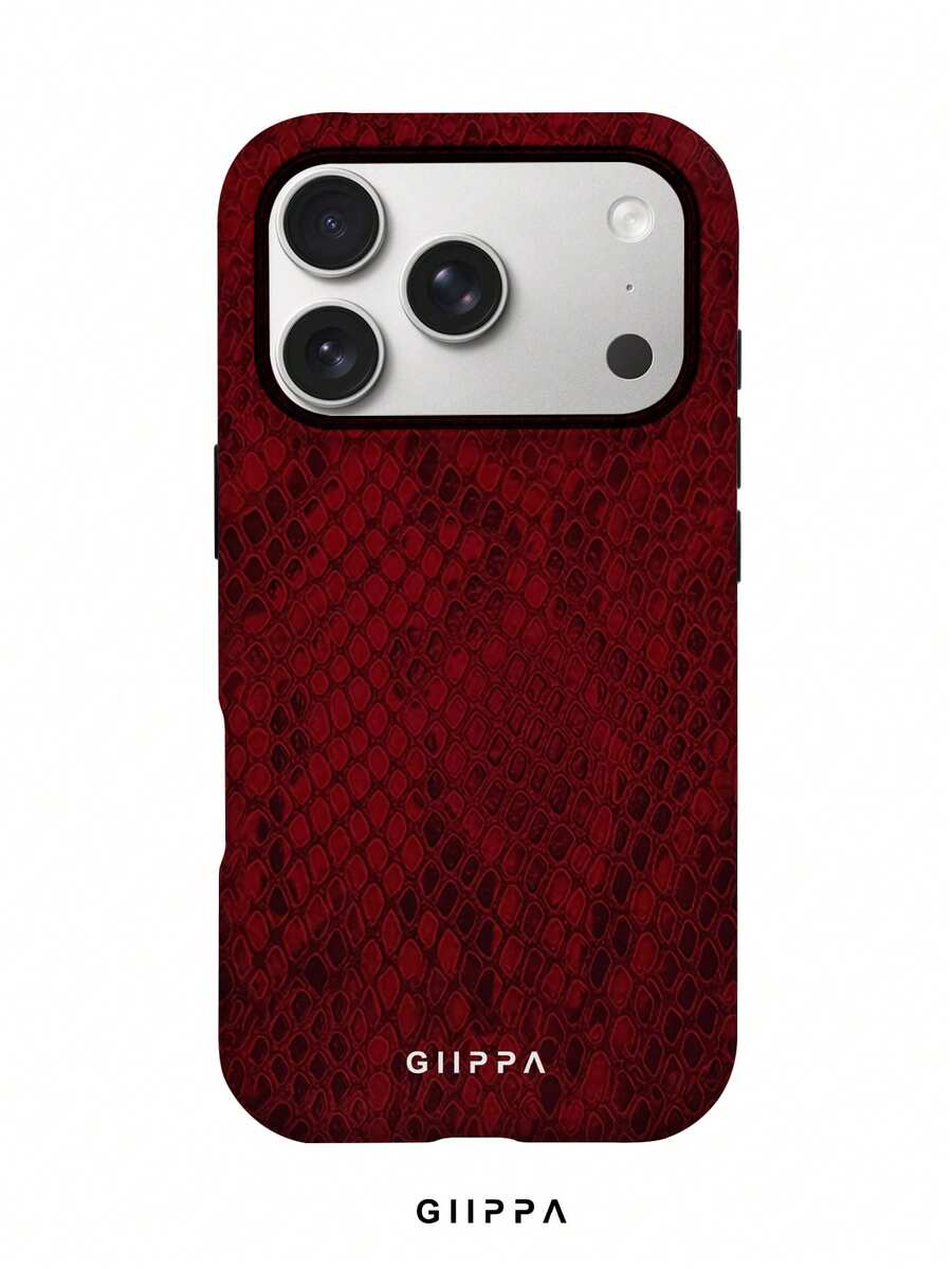GIIPPA 1pc Burgundy Python Pattern Design Phone 17 Pro Max Phone Case, Compatible With Phone 16 Pro Max, 15 Pro Max, 14 Pro Max, Korean-Style High-End Fashionable And Interesting Phone Case, Compatible With 11/12/13/14/15/16 Pro Max Plus, Elegant Design Suitable For Men And Women, Perfect Gift For Girlfriend On Christmas, Valentine's Day, Easter, Wedding Season And Birthday! - Multicolor - View 1