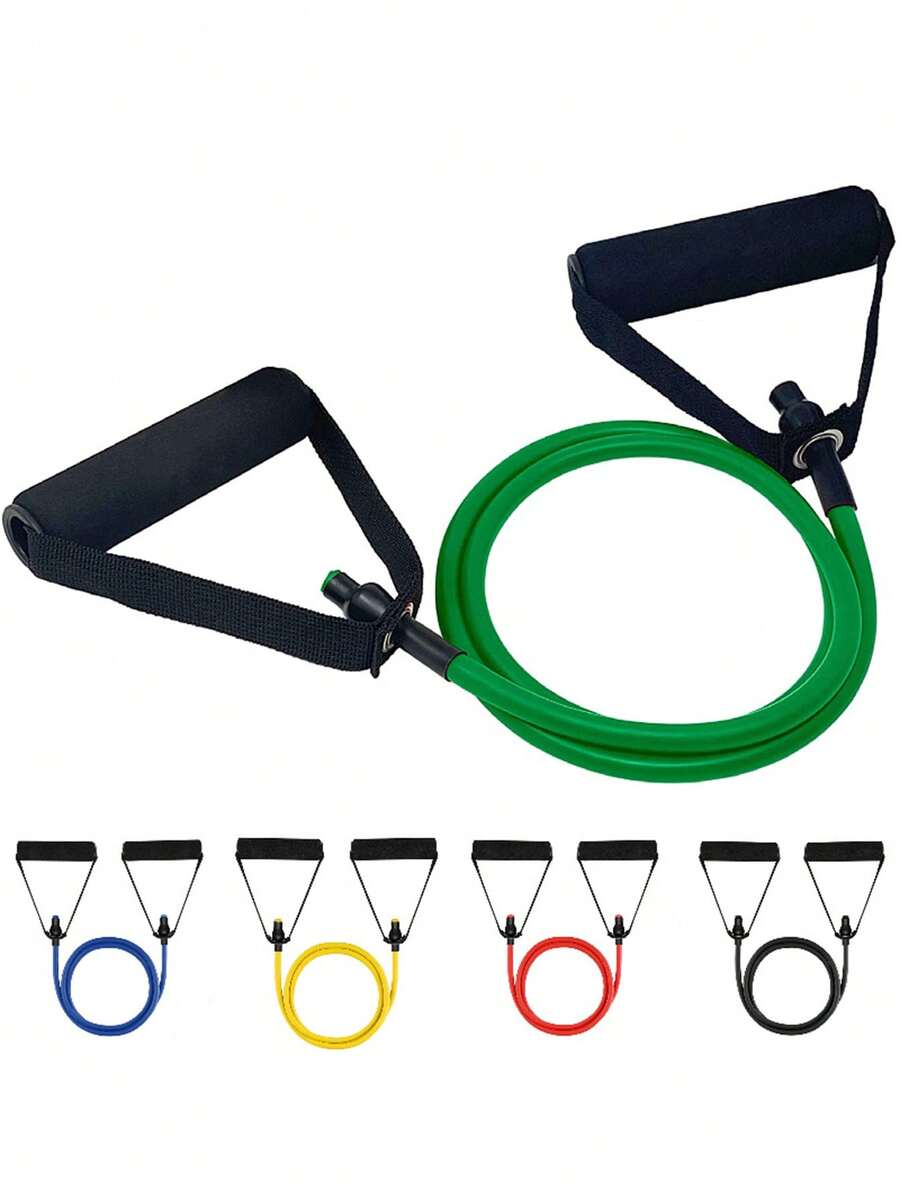 1 Piece Of Resistance Band With Handle, Strength Band, Straight Tension Rope, Fitness Pull-Up Device, Strength Training Band, Yoga Elastic Resistance Rope, Suitable For Yoga Accessories, Fitness Equipment, Fitness Supplies - Multicolor - View 1