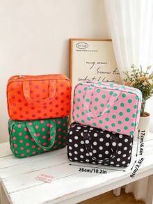 1 pieza Bolsa de aseo de viaje con separación seca-húmeda de cuatro pliegues, bolsa de maquillaje portátil con lunares, organizador de maquillaje de gran capacidad, bolsa de cosméticos, bolsa de cuidado de la piel, estuche de maquillaje, bolsa de cosméticos, regalo para dama de honor, regalo para mamá, regalo de viaje, esencial de viaje, esencial de crucero - Multicolor - Ver 11