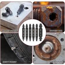 6Pcs Premium Plated Screw Extractor Set, Durable High Speed Steel Bolt Remover For Rusted Stripped Fasteners Home Maintenance - 6pcs - View 1