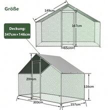 Run With Safety Lock And Waterproof PE Cloth, Metal Small Animal Enclosure For Chickens, Rabbits And Other Small Animals - 3 X 1, 5 X 2m - View 2
