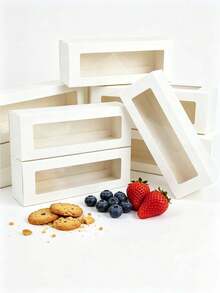 10pcs/20pcs Rectangular Window Macaron Box, Bread Box, Dessert, Donut, Chocolate, Candy Packaging Box, Transparent Window Kraft Paper Cookie, Snowflake Crisp, Nougat, Pastry Gift Packaging Box - View 2