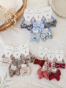 10pcs Pastoral Style Assorted Fabric Bow Headbands Hair Accessories, Suitable For Children - Multicolor - View 4