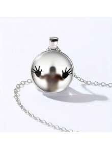 Glowing Horror Ghost Silhouette Pendant, Glass Dome Ornament With Eerie "Trapped Person" Handprint Pattern, Gothic Style Fun Halloween Gift For Men And Women, Halloween Cosplay Gothic Thriller Decoration - Multiple Styles - View 3