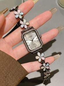 Women's Luxury Rhinestone Quartz Watch Oval Dial Two Tone Wristwatch Jewelry Gift For Her Christmas Birthday - Silver - View 16