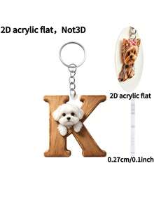 [2D Flat] 1PC 2D Acrylic Maltese Dog Letter Novelty Keychain For Women, Holiday Gift Decorative Key Pendant, Car Key Chain, Backpack Wallet Key Chain - Dog - View 20