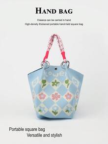 Cute Cartoon Multi-Color Knot Bucket Bag, Handheld Tote Bag, Elegant Travel Multi-Function Handbag - Multicolor - View 14