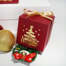 1/4/12pcs Christmas Foil-Stamped Square Boxes, Creative Candy Boxes, High-End Red Foil-Stamped Christmas Tree Gift Boxes - View 4