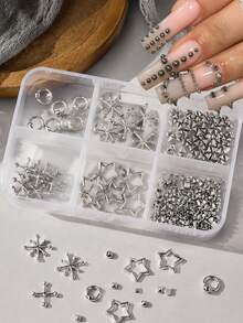 1 Caixa de Decorações de Arte de Unhas Góticas, Decorações de Arte de Unhas Góticas Punk, Decorações de Arte de Unhas Y2K, Acessórios de Arte de Unhas DIY para Salão de Unhas, Suprimentos de Arte de Unhas, Encantos de Unhas - Multicolorido - Visão 5