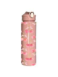 1pc/5pcs 750ml Double Cherry Pink Bow Print Sports Water Bottle, Flip Lid Design, Reusable Lightweight Leak-Proof Portable Travel Drinking Cup, Suitable For Outdoor Sports And Daily Use - Multi-colored Cherry Bow - View 14