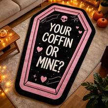 1pc Pink Coffin Pattern Floor Mat, Bathroom Mat, Bathroom Rug, Door Mat, Small Rug, Carpet, Floor Mat, Home Decor, Area Rug, Outdoor Mat, Home Decor, Area Carpet, Bedroom Rug, Washable Carpet - Multicolor - View 1