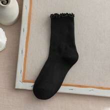 1/3/5/6/8/10/20 Pairs Women's Solid Color Ruffle Edge Minimalist Fashion Versatile Comfortable Soft Socks, Suitable For Daily Wear, With Ruffle Edge, Suitable For Spring, Autumn, Winter, Beautiful Charming Cute, Suitable As Gifts For Students And Friends - Multicolor - View 9