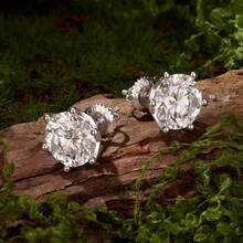 BAMOER Moissanite Wedding Earrings, Platinum Plated Brilliant Cut Round Lab Grown Diamond 925 Silver Earrings, For Women - Silver - View 9