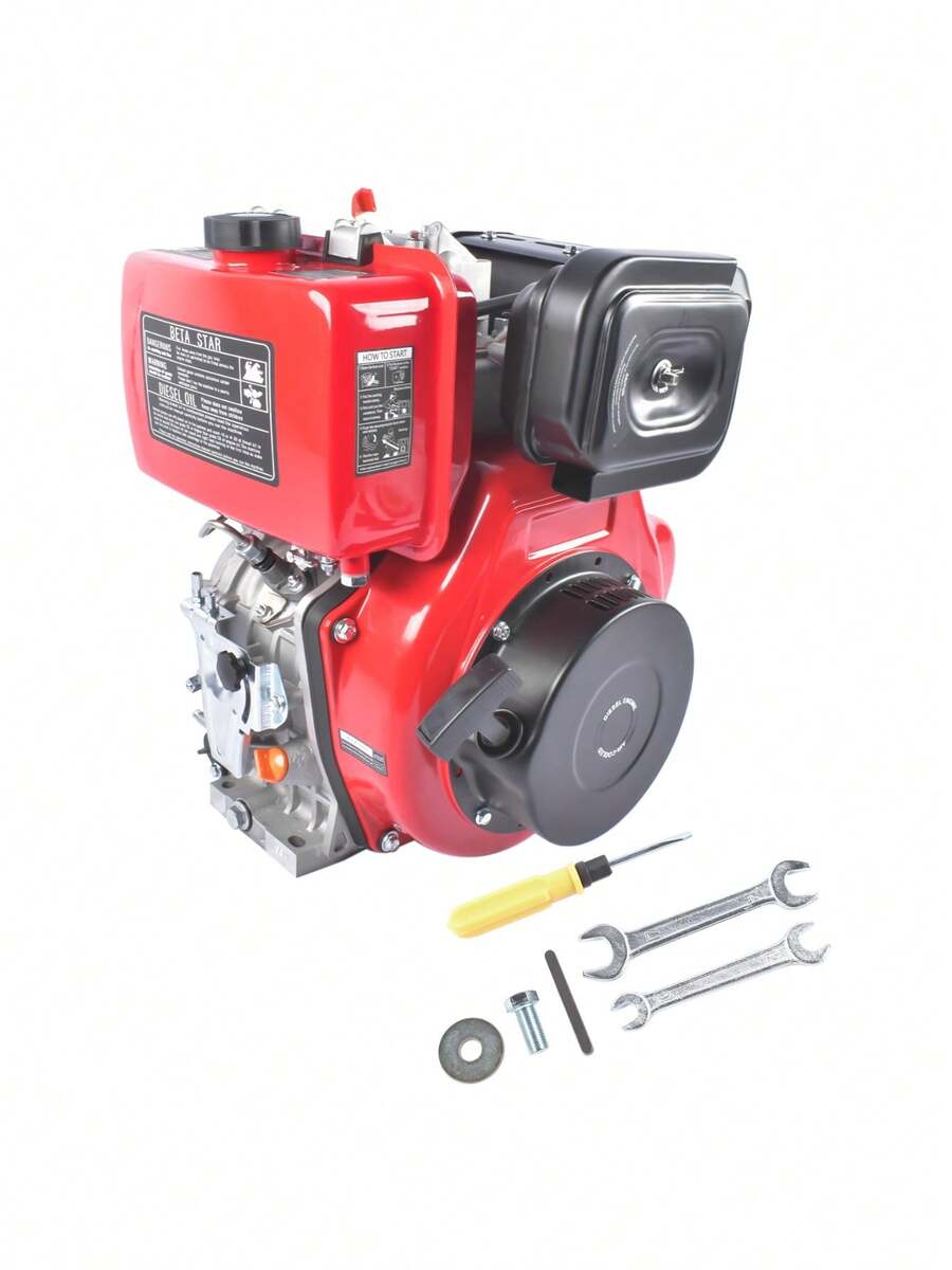 10HP 4Stroke Single-Cylinder Diesel Engine 418CC 6300W Recoil 3600RPM Air Cooled Red - as Pic - View 1
