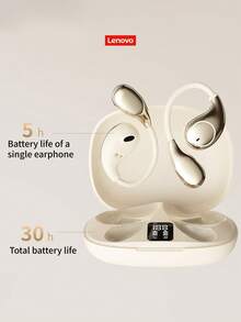 Lenovo 2026 New Ear-Hook Wireless Earbuds Open-Ear Design Smart Call Noise Cancellation Long Battery Life Digital Battery Display Comfortable Fit Secure Fit Suitable For Outdoor Sports - White - View 5