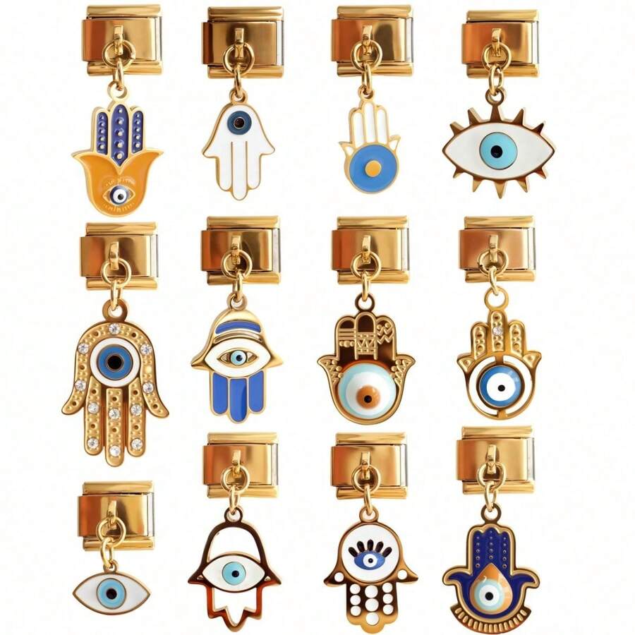 1/5/10 buc. brățară italiană din seria Evil Eye, design modular pentru confecționarea de bijuterii DIY, brățară, brățară de tobărie și alte accesorii rafinate cu pandant, cadou pentru prieteni, potrivit pentru bărbați și femei, cadou pentru soră, cadou pentru femei, perfect pentru purtare zilnică și stilizare - Multicolor - Vizualizare 1