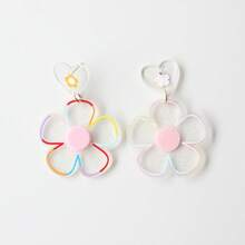 1 paire de boucles d'oreilles pendantes exagérées en acrylique transparent avec paillettes et fleurs pour femmes, brillantes, excentriques, mignonnes et élégantes, convenant pour le port quotidien, les fêtes, les vacances, les cadeaux, les cadeaux de fête - Y1351 - Voir 4