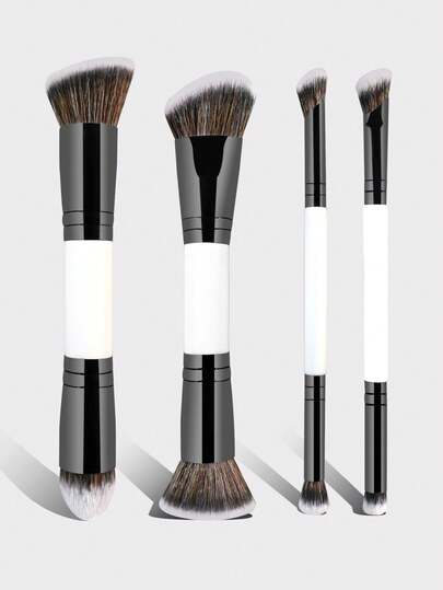 2/4pcs Professional Dual-Ended Makeup Brush Set, Contour Brush, Blush Brush, Powder Brush, Eyeshadow Brush, Concealer Brush, Highlighter Brush, Blending Brush. Soft Fiber Bristles, Portable For Travel Use, Perfect Gift For Women And Girls. Makeup Brush Set, Makeup Brush Tool Kit, Full Makeup Tool Set, Makeup Brush Gift Set