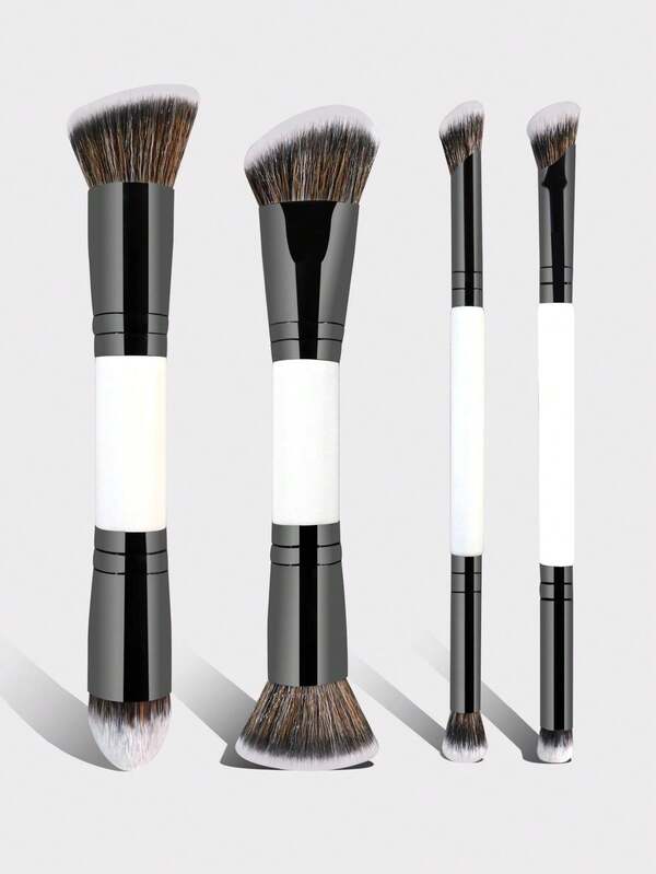 Set de 2/4 piezas de brochas de maquillaje profesionales de doble extremo, brocha de contorno, brocha de rubor, brocha de polvo, brocha de sombra de ojos, brocha de corrector, brocha de iluminador, brocha de difuminado. Cerdas de fibra suave, portátil para uso en viajes, regalo perfecto para mujeres y niñas. Set de brochas de maquillaje, kit de herramientas de brochas de maquillaje, set completo de herramientas de maquillaje, set de regalo de brochas de maquillaje