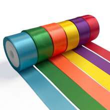 6 Rolls 25mm/10 Yards Full Color Holiday Party Decorative Satin Ribbon, Create Fresh Style + Rose Satin Shiny High Density Fabric, Suitable For Fresh Scene Decoration + Floral Arrangement + Handicraft + Gift Packaging Decoration - View 14