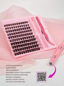 Natürliches weiches 120er Wimpernverlängerungs-Set mit Wimpernkleber und Versiegelungskleber, DIY Wimpernverlängerungs-Kit zum Befestigen von Wimpern, geeignet für tägliches Make-up oder Party-Looks - Schwarz - Übersicht 3