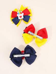 6/2pcs Back To School Pencil Hair Bows,Yellow Blue Heart Letter Bow Hair Clips,Pinwheel Alligator Clip,Cute Hair Accessories For Girls Gift,Daily - Multicolor - View 5