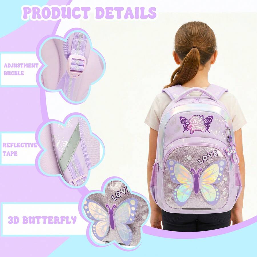 Mochilas lindas para niñas, mochila para portátil con bolso cruzado y estuche para lápices, conjuntos para primaria y secundaria, vuelta al colegio - Mochila escolar infantil - Ver 1