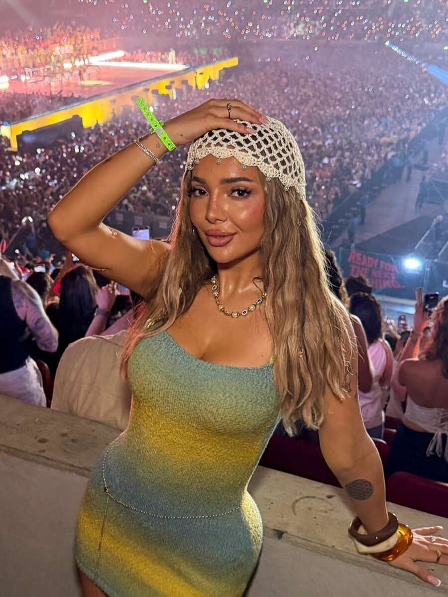 1pc Vintage Hollow Out Knitted Beanie, Pearl Pendant Headscarf, Vacation Style Mesh Cap - A - View 1