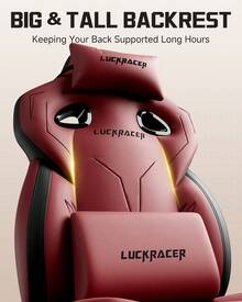 Fabric Gaming Chair With Footrest, Ergonomic Computer Desk Chair With Pocket Spring Cushion Home Office High Back Support Lumbar Support Heavy Duty Wide - Red - View 6