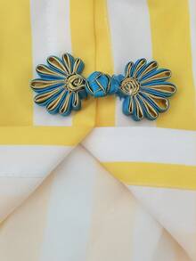 Atasan Tank Tanpa Lengan Bergaris Kasual untuk Musim Semi/Gugur, Desain Blok Warna, Penutup Kancing, Hem Berlipit, Blus Wanita Elegan Warna Kuning untuk Musim Panas - Kuning - View 10