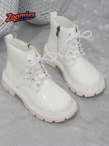2026 New Cute Fashion Boots For Girls, All-Season Shiny Fashion Boots, College Style Outdoor Boots, Simple Versatile Comfortable Anti-Slip Wear-Resistant - White - View 1