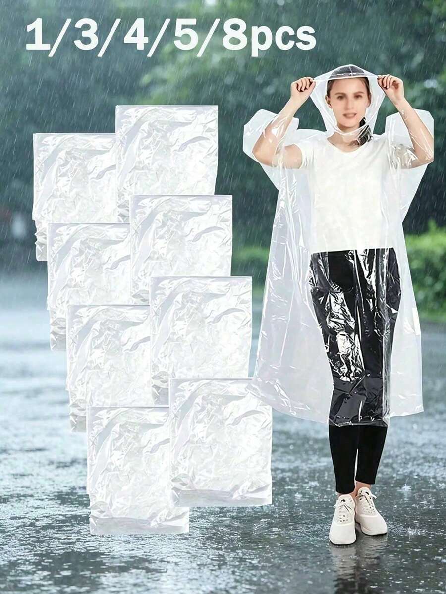 便攜式一次性雨衣，輕量成人雨披，透明緊急防水外套，適合戶外露營與旅行、徒步、釣魚、攀爬，包裝隨機款式