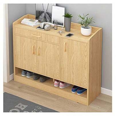 Adjustable Shoe Organizer Shoe Rack Double Door Shoe Storage Rack Large Capacity Shoe Organizer Living Room Bedroom Corridor Shoe Shelf 90*30*90cm Shoe Storage Organizer Color:B (C)