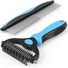 Pet Grooming Comb, Stainless Steel Undercoat Rake And Detangling Comb, Suitable For Cats And Dogs, Ergonomic Deshedding Tool, Removes Loose Hair, Mats And Knots, Summer Hair Care Essential - Multicolor - View 12