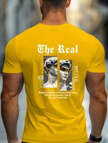 Letter Print T-Shirt, Tees For Men, Casual Short Sleeve T-Shirt For Summer - 白色 - 查看 7