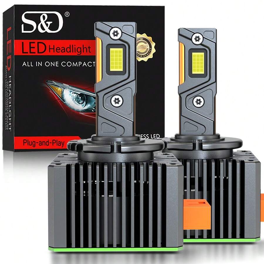 S&D D1S D3S LED 車用大燈燈泡 Canbus D4S D2S 雙面發光 氙氣 HID 汽車燈泡 即插即用 6000K 12V 24V - A - 查看 1