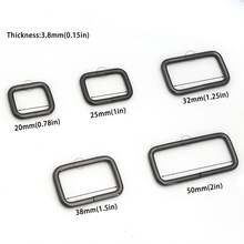 5pcs Metal Rectangle Ring Buckles Square Strap Webbing Belt Rings For Bag Purse DIY Strap,Bag Making Supplies - Brown - View 3