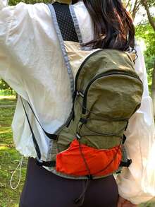 1pc Women's Colorblock Embroidered Soft Surface Large Capacity Travel Backpack, Hiking Bag With Zipper Closure, Reflective Fabric, Fashion Functional Backpack For Shopping And Travel - Multicolor - View 10