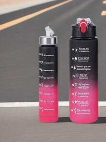 1/3件組 300ml/800ml/2000ml 大容量漸層水壺套組，便攜運動健身戶外吸管水杯，適合家庭旅行與戶外運動 - 黑紅漸變 - 查看 13