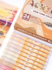 GuangNa Skin Tone/Macaron Color Multi-Specification Color Set, Skin Tone Acrylic Paint Pens, Soft Tip, Quick Drying, Suitable For Glass, Fabric, Illustration, Sketching, Painting, Metal, DIY Crafts, Back To School Essential Stationery - Marker Pen (set) - View 8