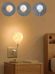 1pc Eid Mubarak Night Light, Smart Voice Control Small Night Light With 3 Lighting Modes, English Voice Control, Creative Plug-In Moon Lamp, USB Bedside Lamp With Timer, Eid Gift & Decor, Adapter Not Included - Multicolor - View 3